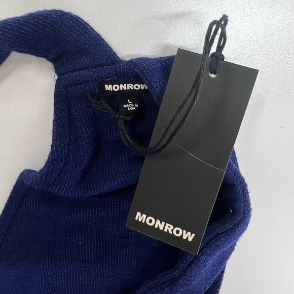 MONROW Knit Casual Overalls in Blue New With Tags Size Large Jumpsuit - Picture 5 of 13